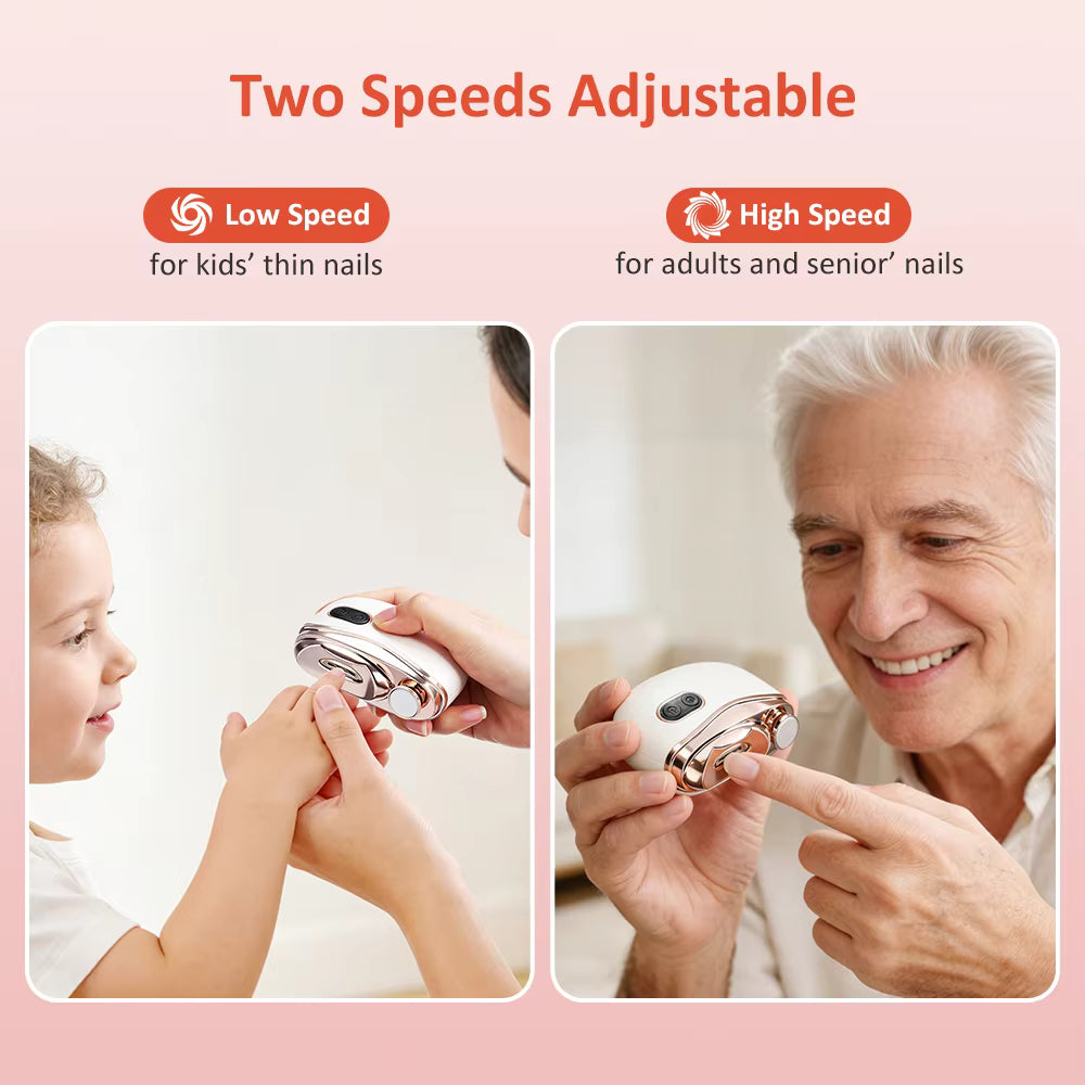 2-in-1 Electric Nail Clipper & Polisher with Built-in LED Light & Debris Vacuum
