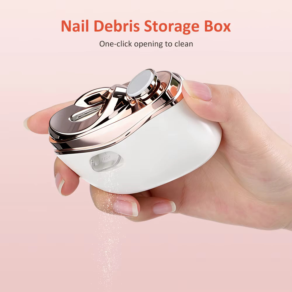 2-in-1 Electric Nail Clipper & Polisher with Built-in LED Light & Debris Vacuum