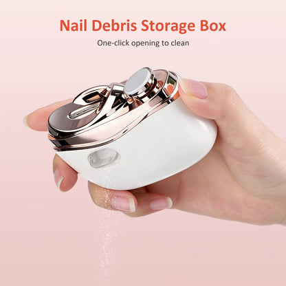 2-in-1 Electric Nail Clipper & Polisher with Built-in LED Light & Debris Vacuum