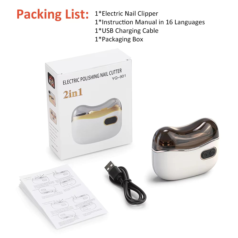 2-in-1 Electric Nail Clipper & Polisher with Built-in LED Light & Debris Vacuum